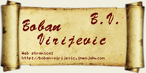 Boban Virijević vizit kartica